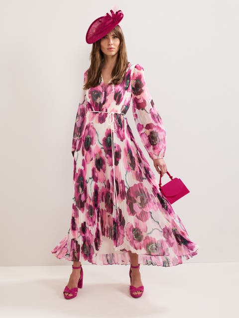 Natalia Floral Pleated Maxi Dress