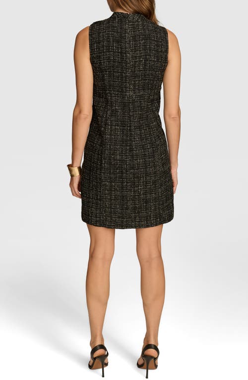 Donna Karan New York Button Detail Tweed Sheath Dress In Black