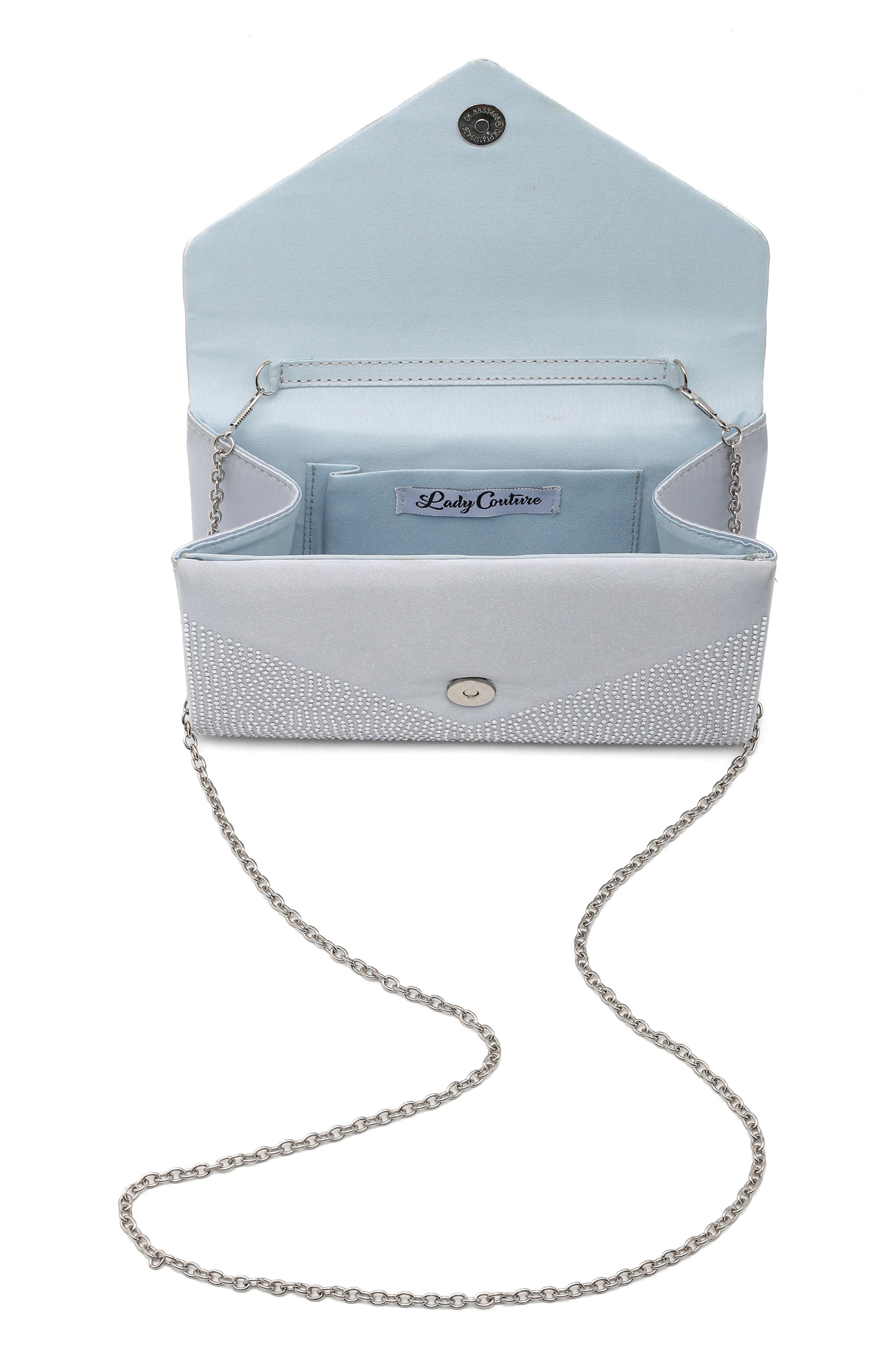 Petal Rhinestone Envelope Clutch, Alternate, color, SILVER