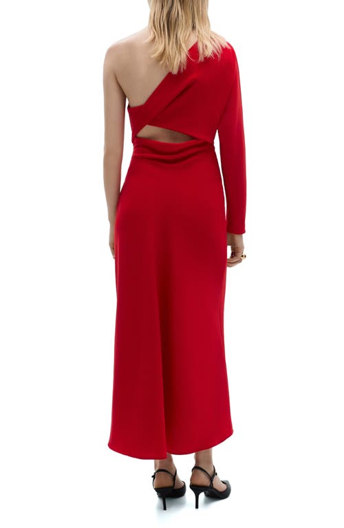 Mango Asymmetric Neck One Shoulder Dress In Red