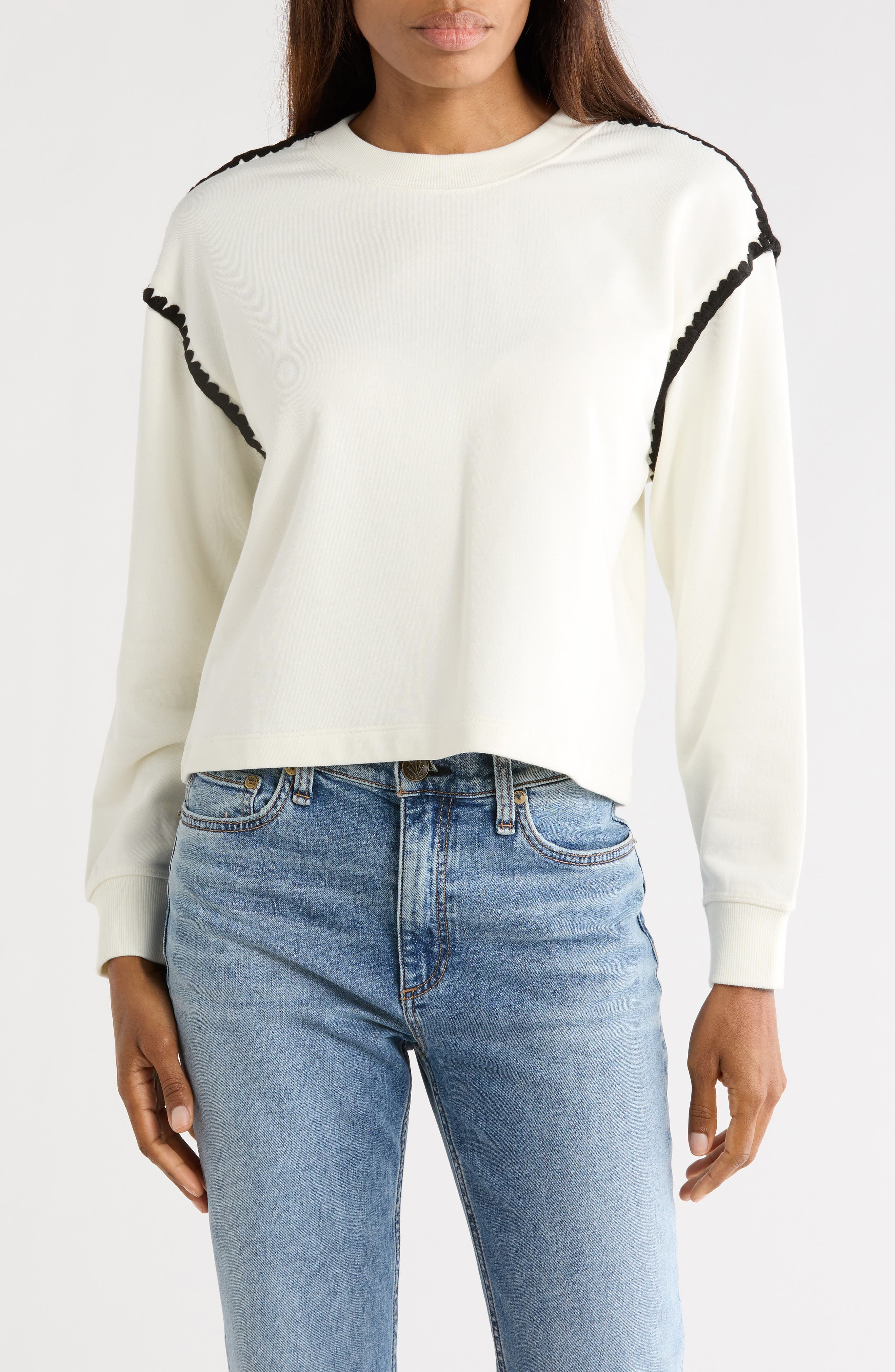 rag & bone Blanket Stitched Crop Sweatshirt
