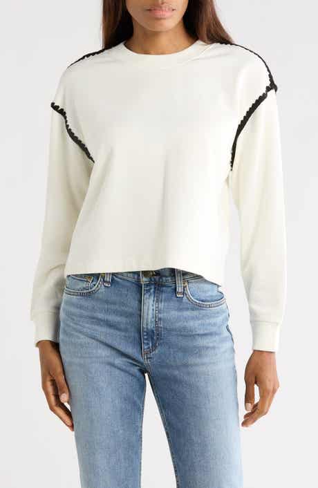 rag & bone Blanket Stitched Crop Sweatshirt