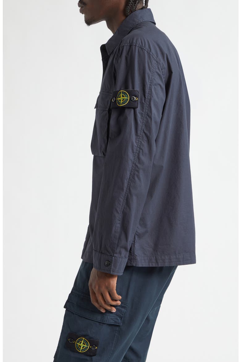Compass Patch Stretch Cotton Canvas Overshirt, Alternate, color, NAVY BLUE