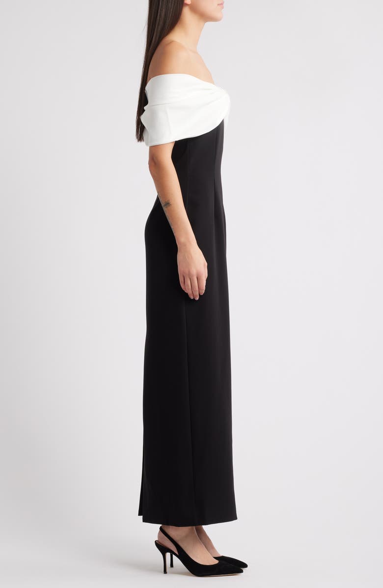 Sonya Moda Belluno Off the Shoulder Column Gown, Alternate, color, Black And White