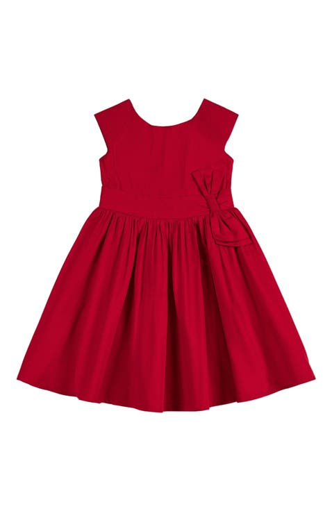Girls' Organic Cap Sleeve Party Dress with Bow Sash, Toddler