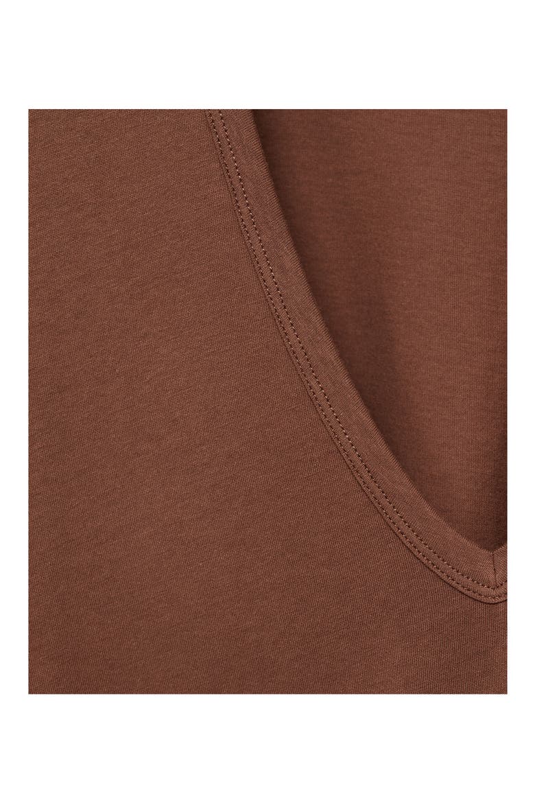 Long Sleeve Cotton V-Neck Pajama Top, Alternate, color, BROWN