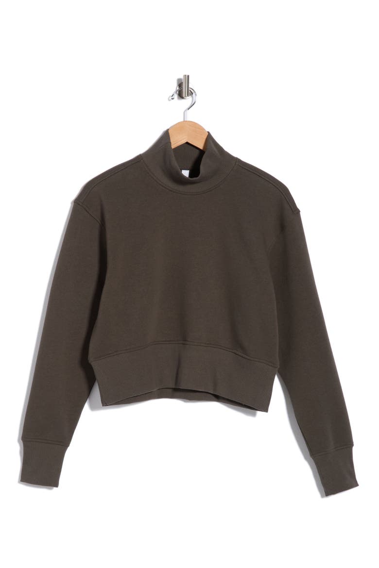 Feather Fleece Mock Neck Sweatshirt, Alternate, color, GREY HARBOR