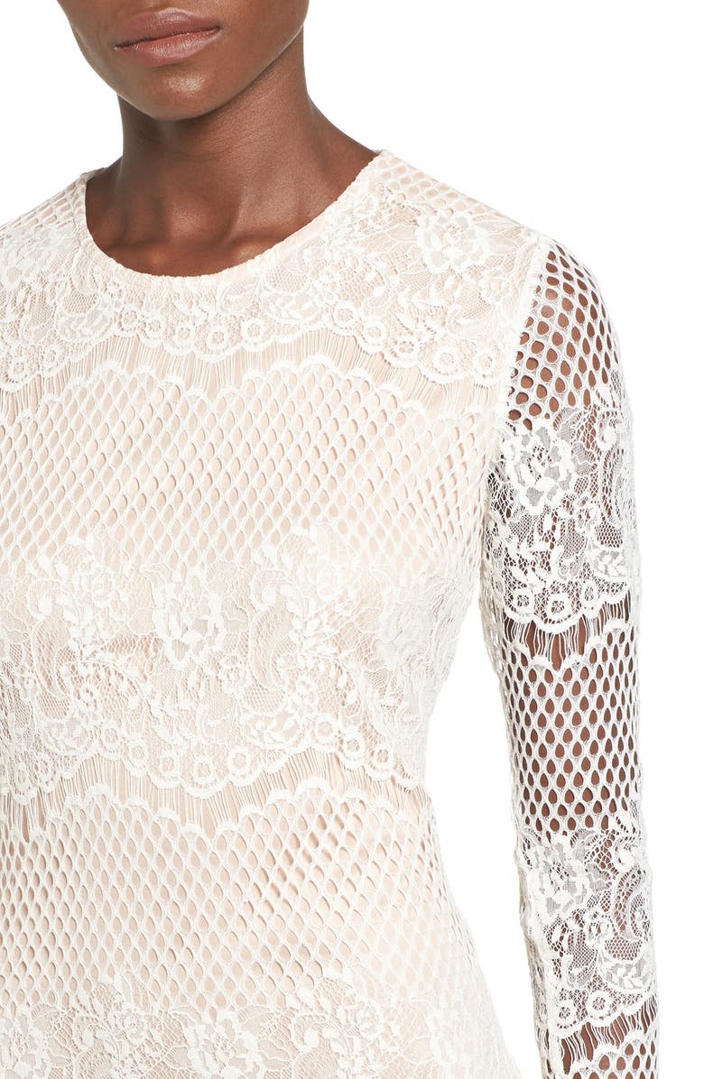 Glamorous Long Sleeve Lace Midi Dress, Alternate, color,