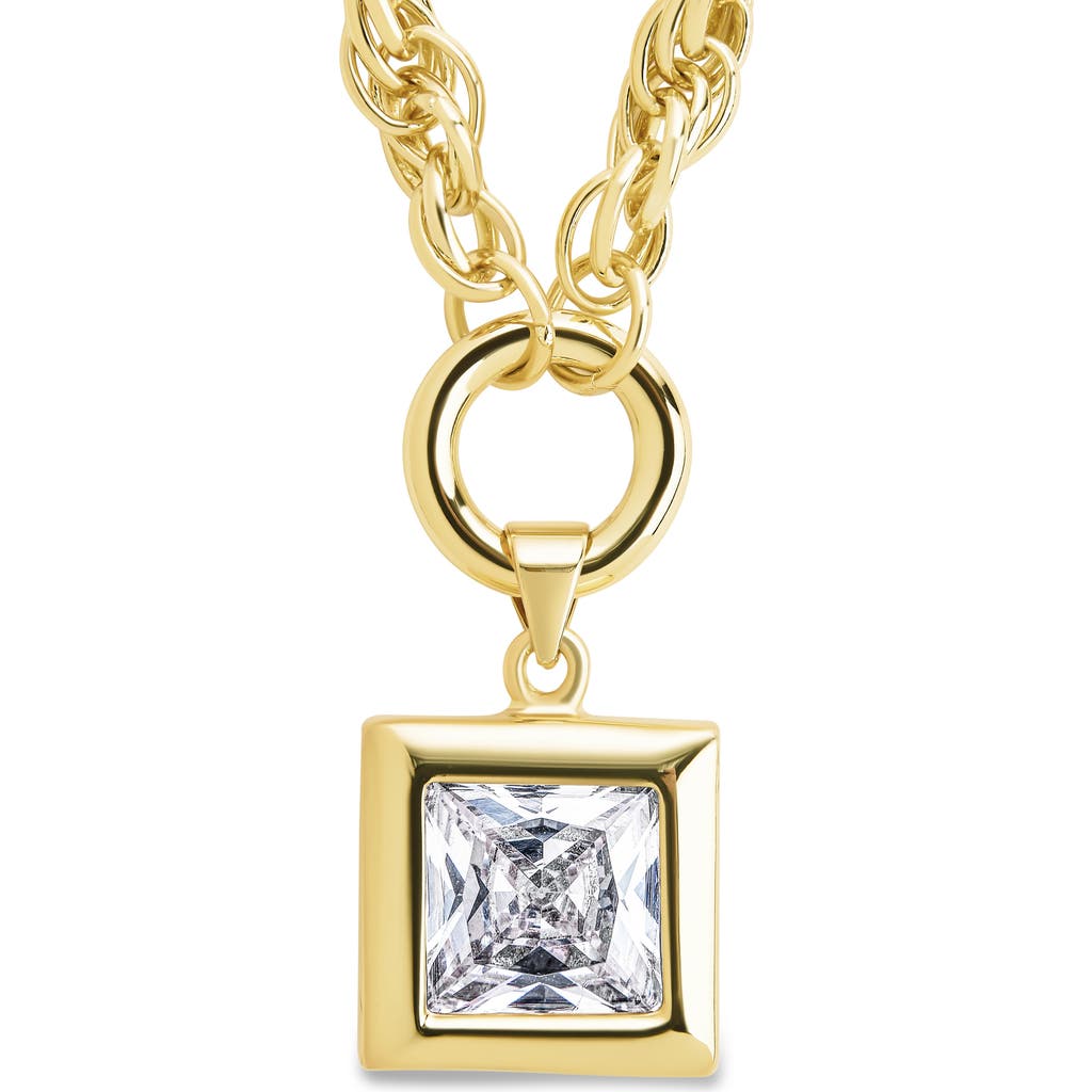 Sterling Forever Bess Square Cubic Zirconia Pendant Necklace