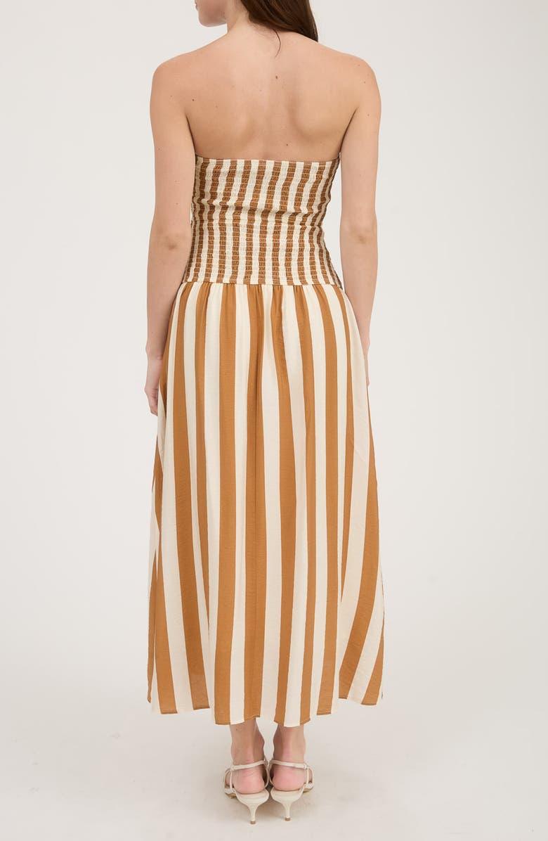 Gathered Strapless Midi Dress