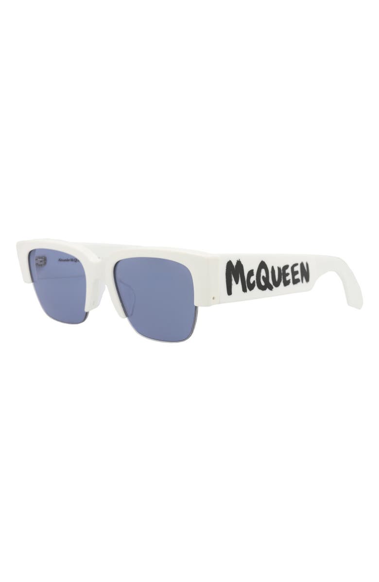 McQueen 54mm Half Rim Sunglasses, Alternate, color, White White Blue