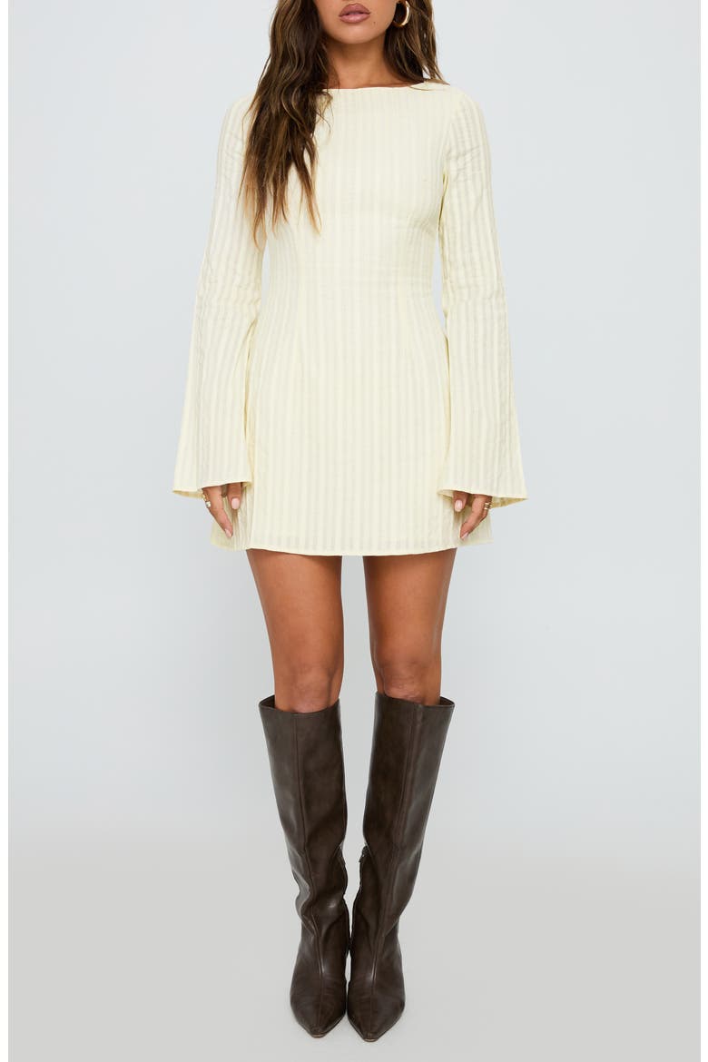 Alfalfa Tonal Stripe Long Sleeve Minidress, Main, color, CREAM