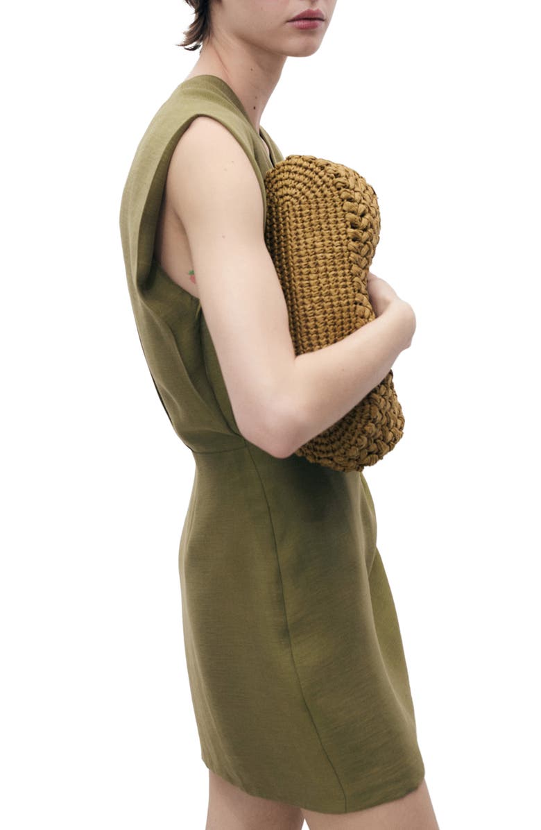 MANGO Faux Wrap Minidress, Alternate, color, Khaki Green