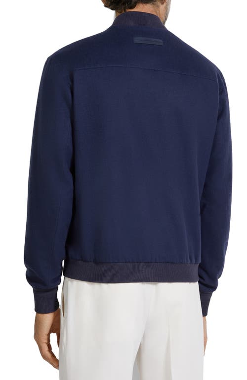 Zegna Water Repellent Elements Oasi Cashmere Bomber Jacket In Blue