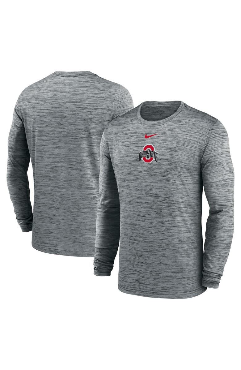 Nike Men's Nike Charcoal Ohio State Buckeyes 2025 Sideline Velocity Performance Long Sleeve T-Shirt, Alternate, color, 
