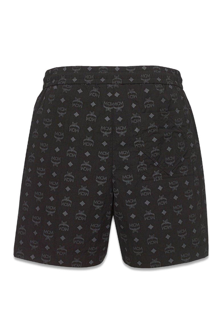Monogram Print Shorts in ECONYL®, Alternate, color, Black