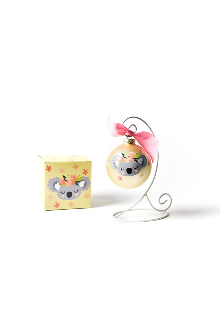 Koala Glass Ornament with Gold and White Stand, Main, color, Beige