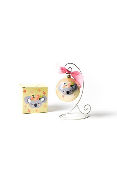 Koala Glass Ornament with Gold and White Stand