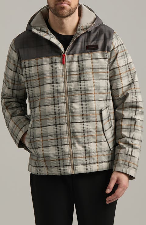 Colton Plaid Printed Mixed Media Jacket