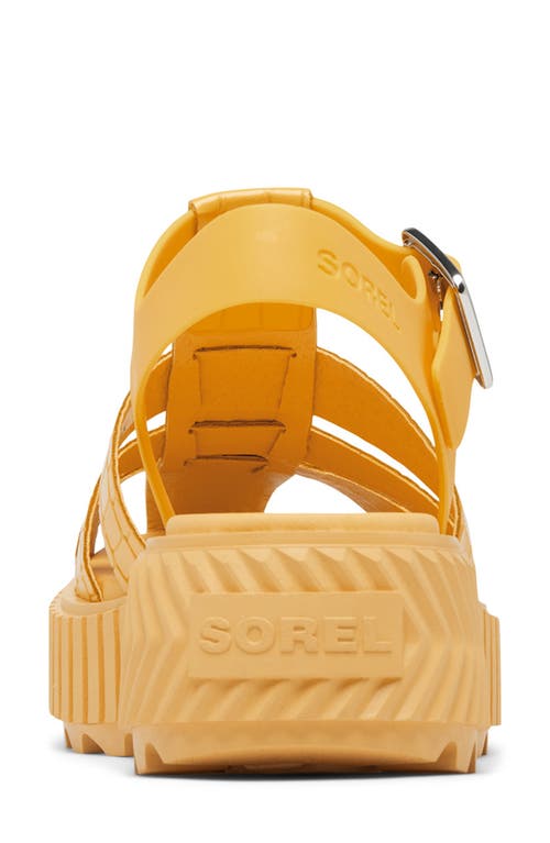 Sorel Ona Embossed Leather Fisherman Sandals In Yellow Ray/pilsner
