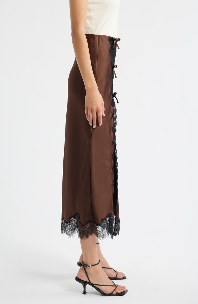 LoveShackFancy Calder Lace Trim Satin Midi Skirt, Alternate, color, 