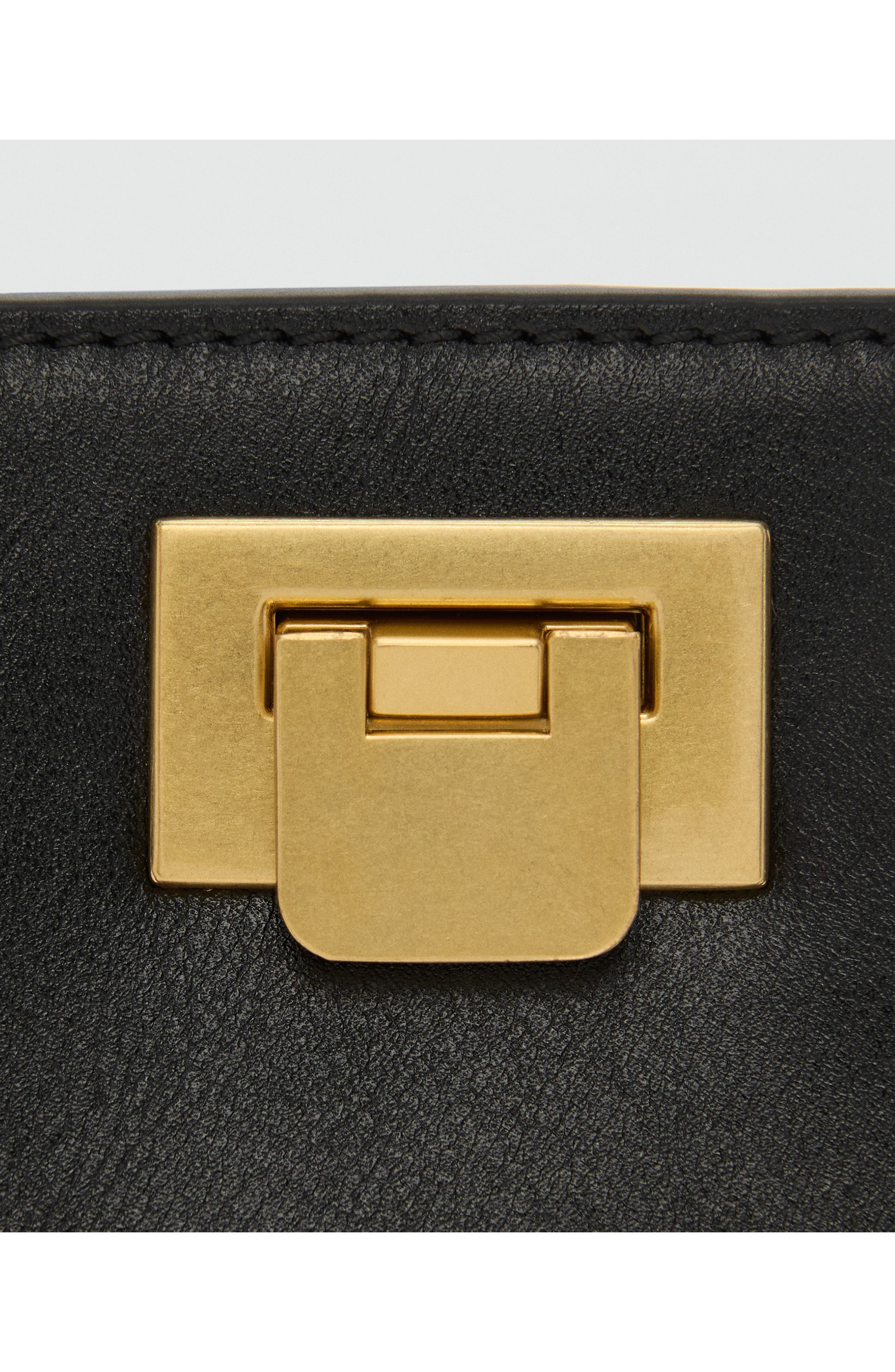 Mini Faux Leather Shopper Bag, Alternate, color, BLACK
