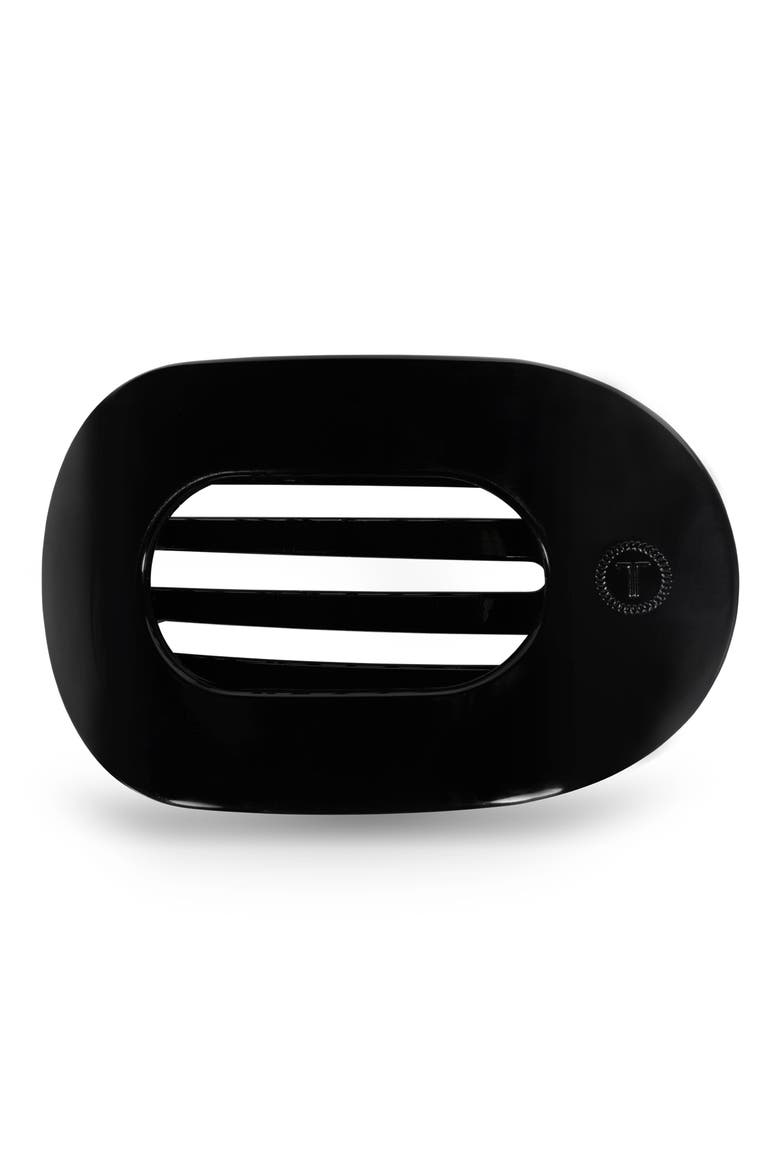 Large Flat Round Hair Clip, Main, color, JET BLACK