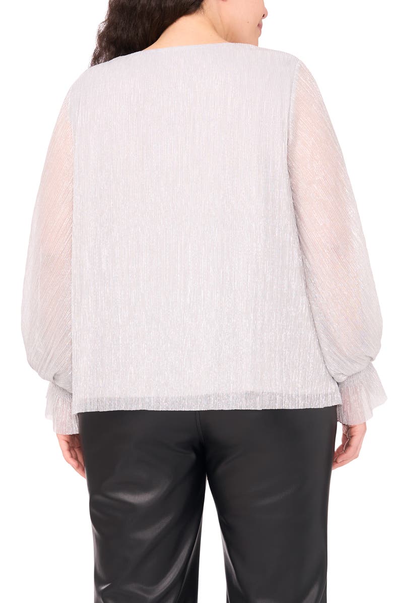 Vince Camuto Metallic V-Neck Top, Alternate, color, Silver