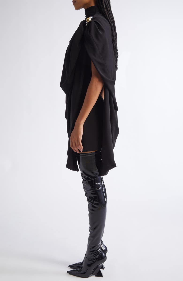 Jean Paul Gaultier Draped Pierced Detail Jersey Dress, Alternate, color, 