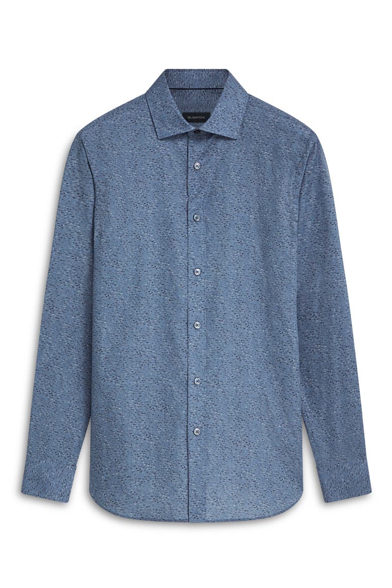 Axel Stria Print Stretch Cotton Button-Up Shirt, Alternate, color, DUSTY-BLUE