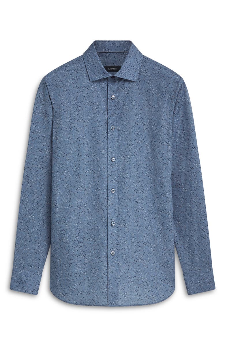 Bugatchi Axel Stria Print Stretch Cotton Button-Up Shirt, Alternate, color, Dusty-Blue