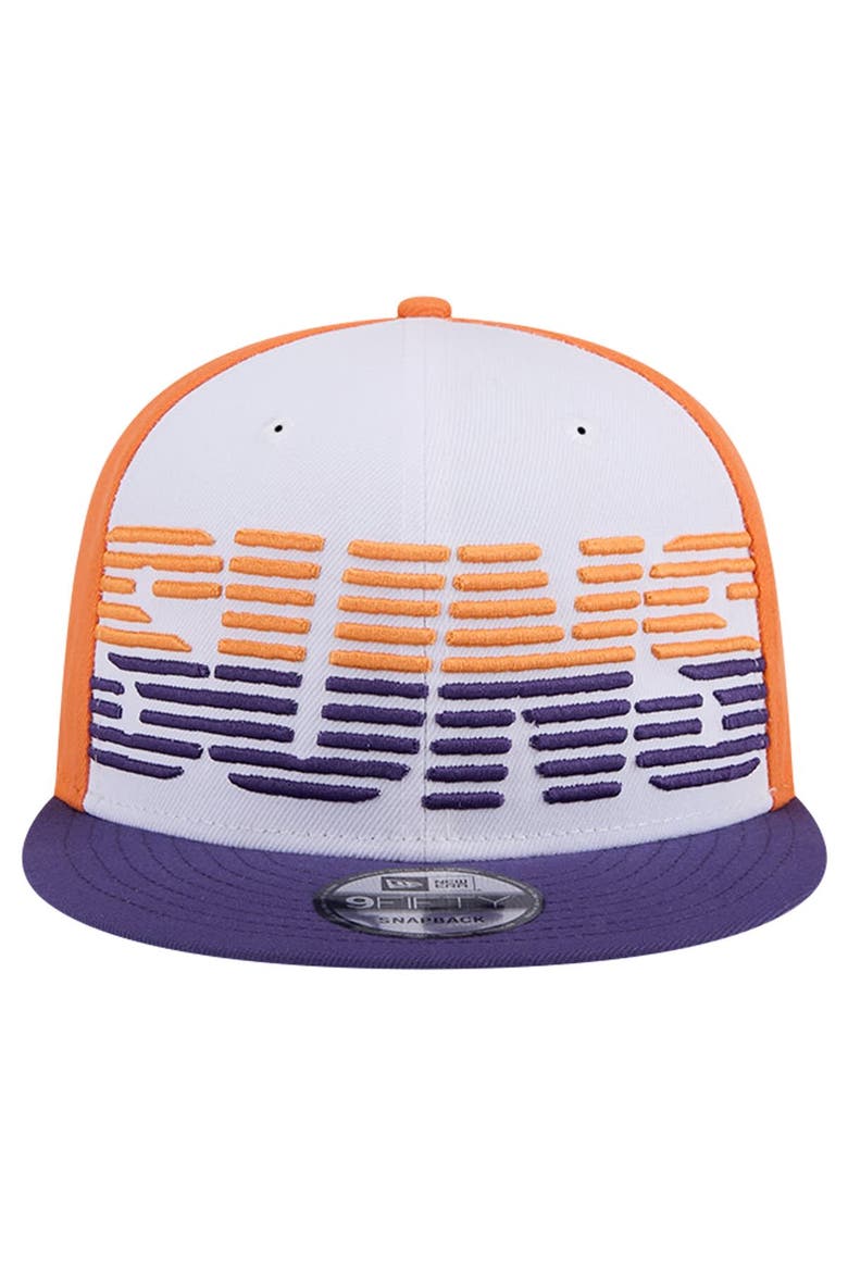 Men's New Era White/Purple Phoenix Suns Throwback Gradient Tech Font 9FIFTY Snapback Hat, Alternate, color, White