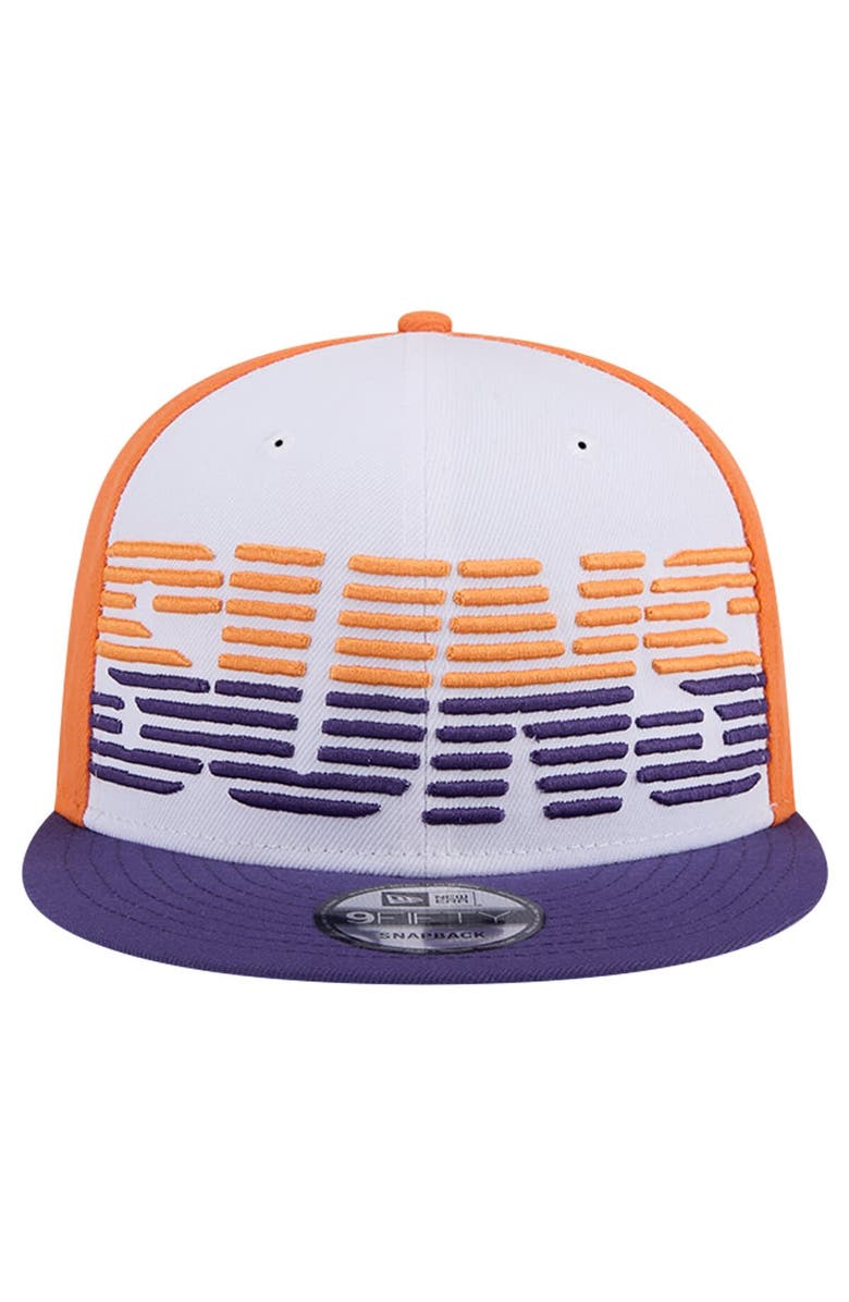 New Era Men's New Era White/Purple Phoenix Suns Throwback Gradient Tech Font 9FIFTY Snapback Hat, Alternate, color, White