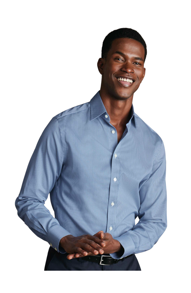 Charles Tyrwhitt Non-Iron Puppytooth Shirt, Main, color, Royal Blue