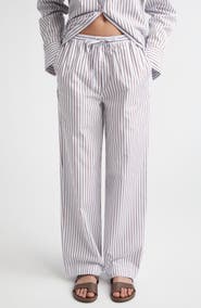 LOULOU DE SAISON Cisco Stripe Cotton Poplin Drawstring Pants
