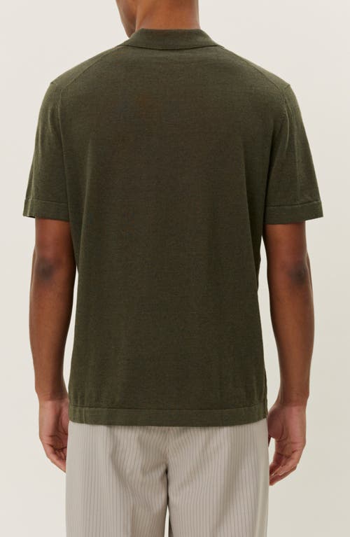 Les Deux Emmanuel Linen & Cotton Polo Sweater In Forest Green