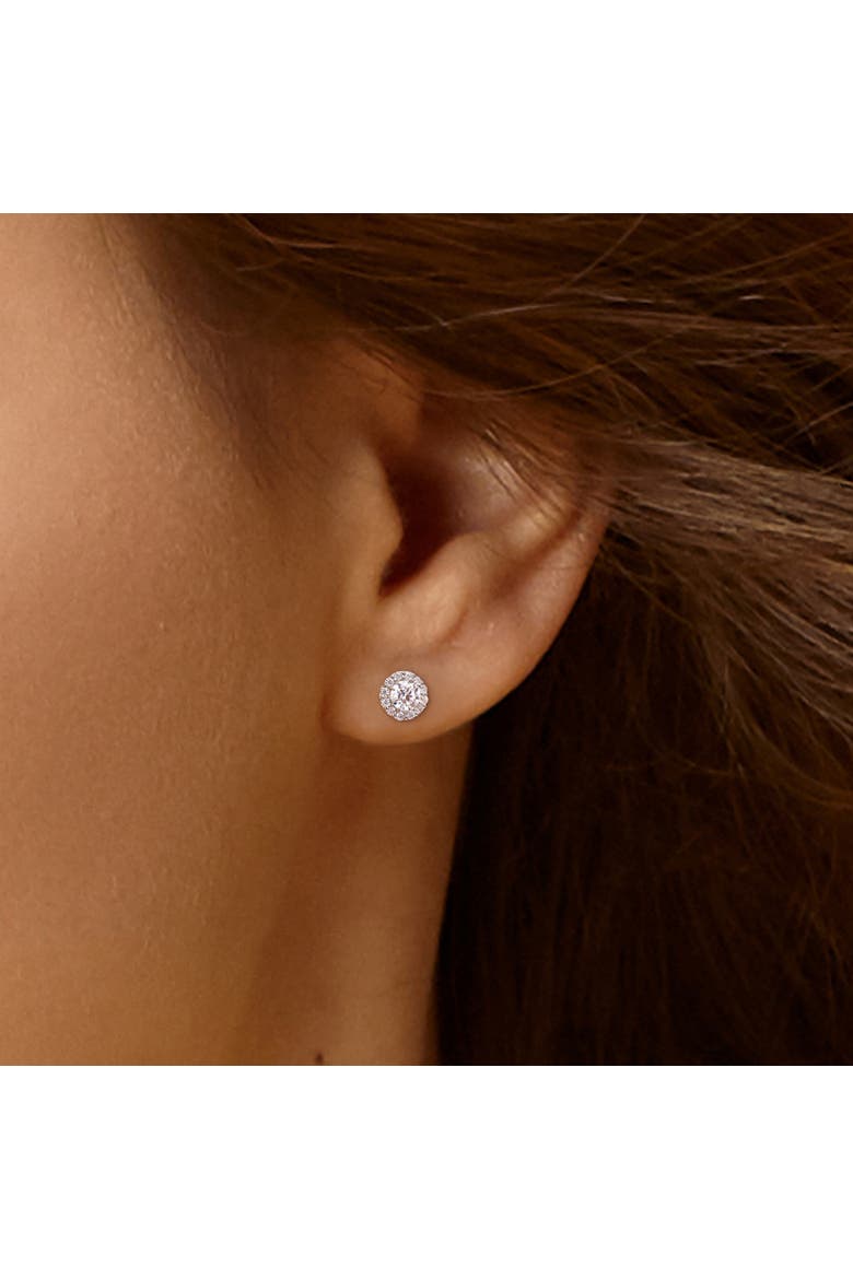 Moissanite Round Halo Stud Earrings, Alternate, color, Sterling Silver