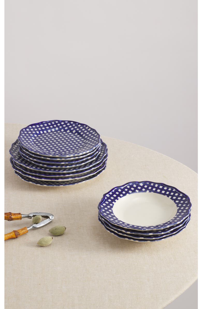 Maison Madison Home Beatrix 12 Piece Set with Pasta Bowl, Main, color, Blue/Cream