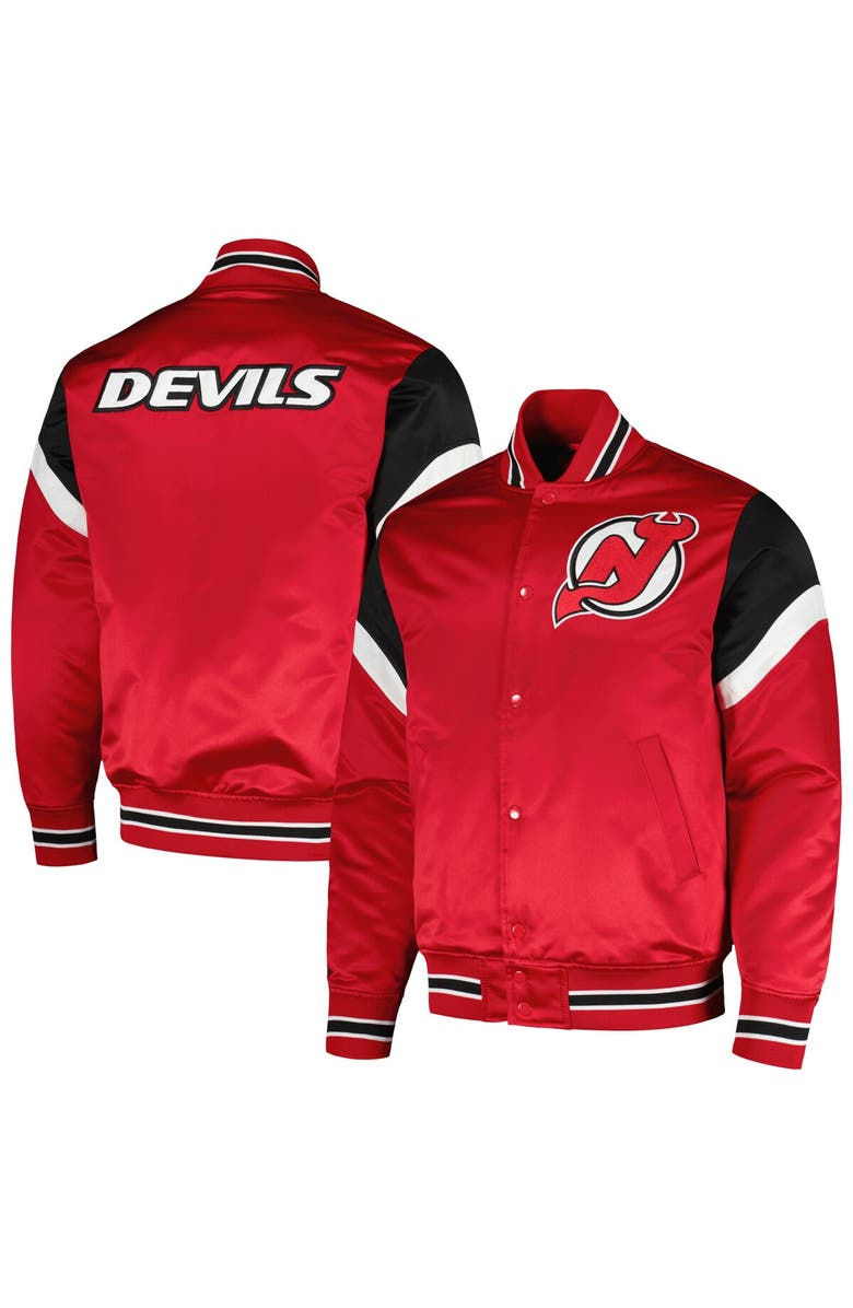 Mitchell & Ness Men's Mitchell & Ness Red New Jersey Devils Midweight Satin Full-Snap Jacket, Main, color, 