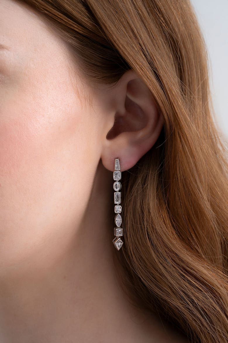 Facet Earrings, Alternate, color, Silver