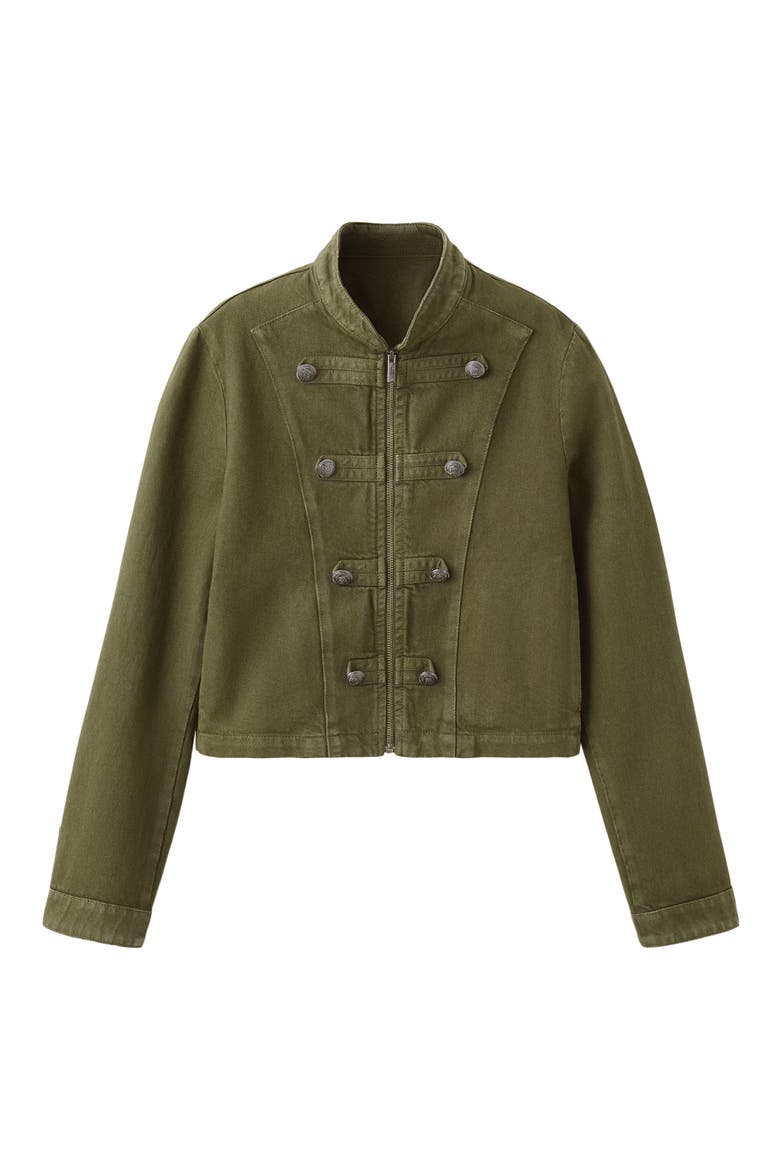Fitted Band Collar Jacket, Alternate, color, KHAKI GREEN