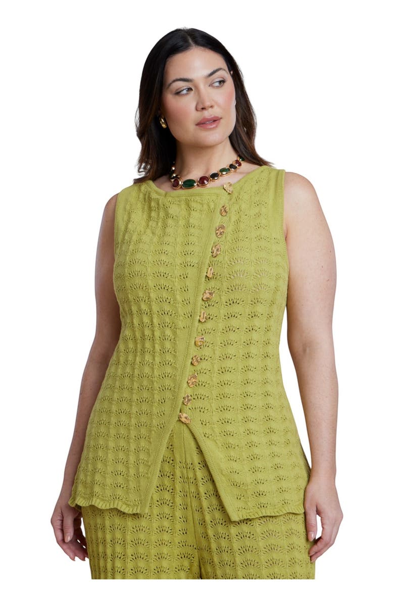 Pointelle Stitch Sweater Vest, Main, color, LENTIL SPROUT