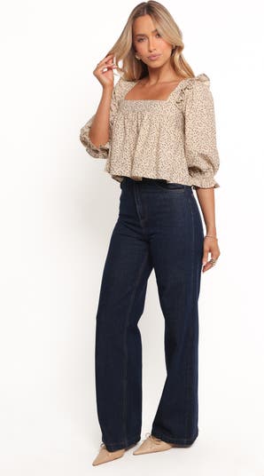 Belakey Floral Print Cotton & Linen Crop Top