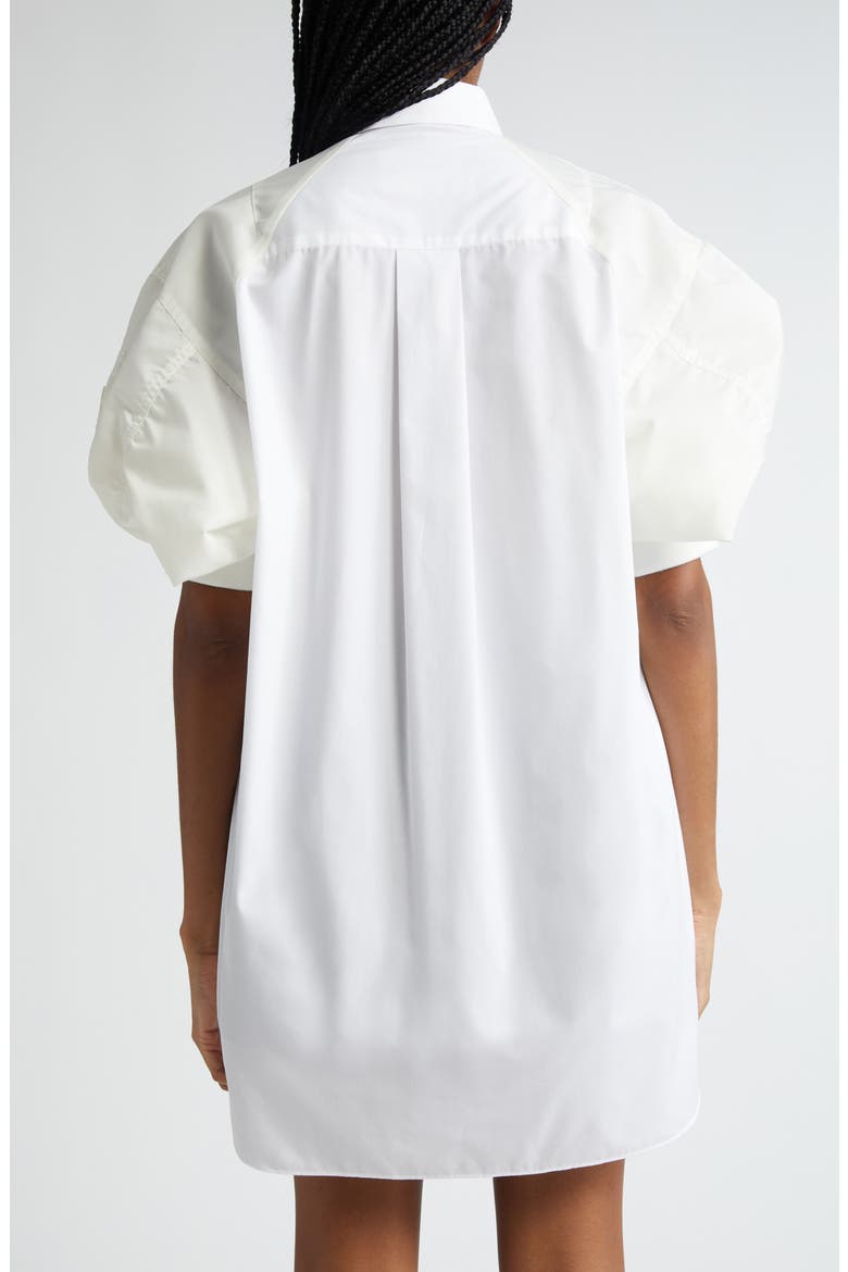 Puff Sleeve Poplin Button-Up Shirt, Alternate, color, WHITE