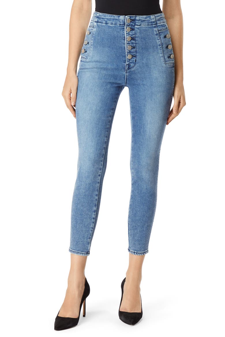 Natasha Sky High Crop Super Skinny Jeans, Main, color, METEOR