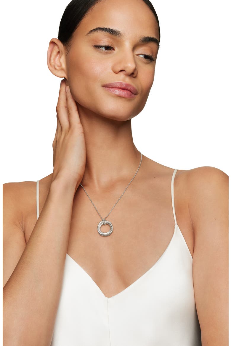 Crossover Pendant Necklace with Diamonds, Alternate, color, SILVER/ DIAMOND