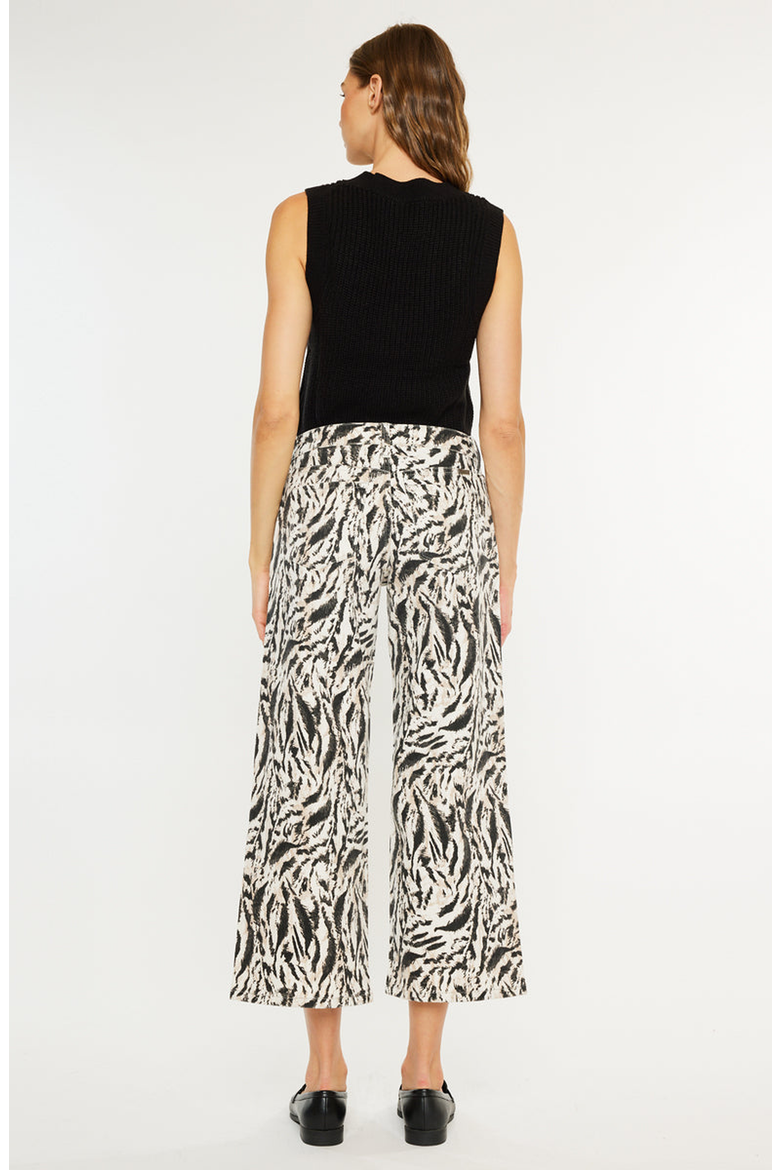 Alonso Mid Rise Printed Cropped Wide Leg Jeans, Alternate, color, Beige Wash
