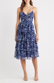 Emerald Sundae Floral Tiered Midi Dress