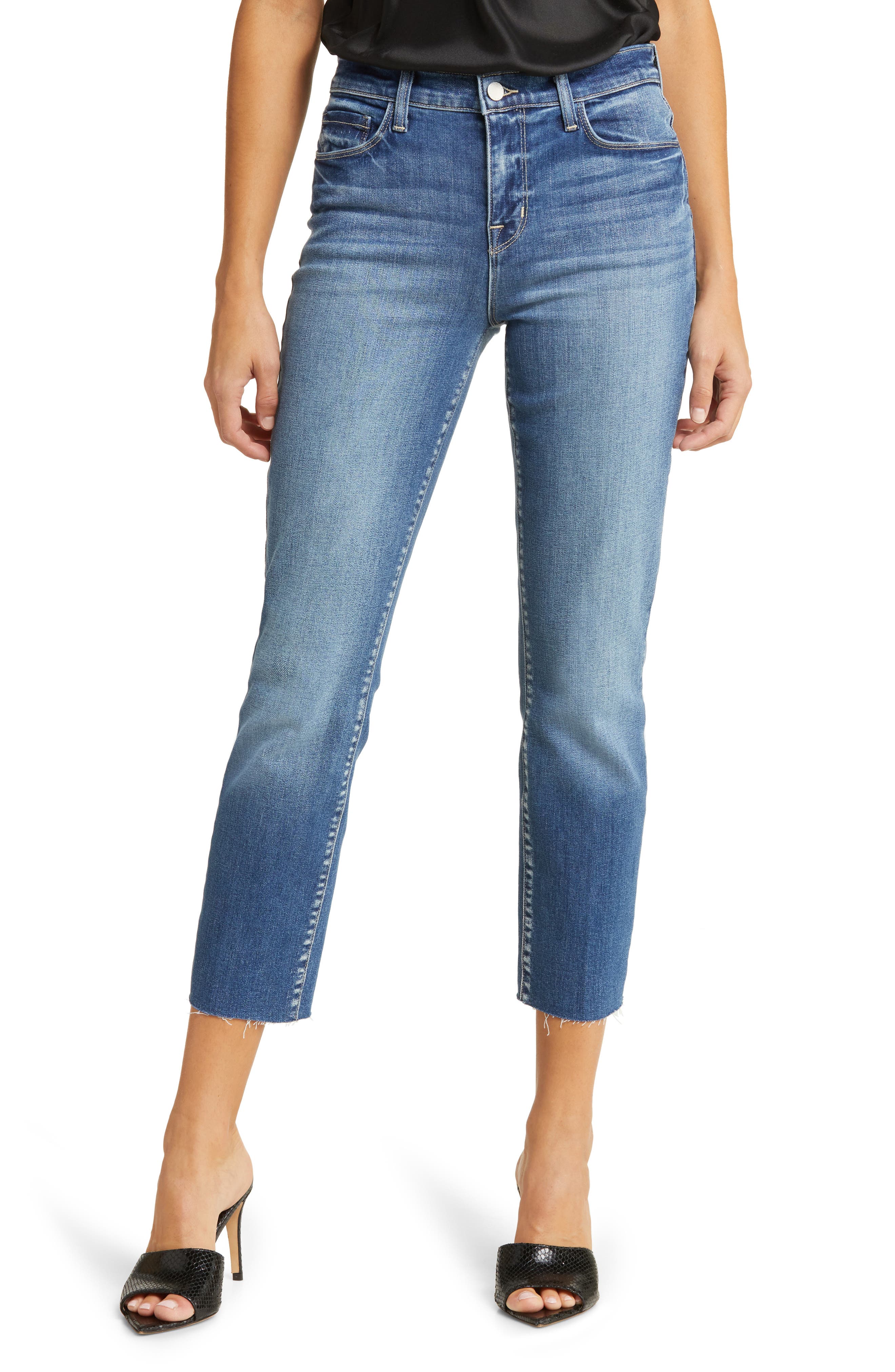 L'AGENCE Raw Hem Slim Fit Crop Jeans