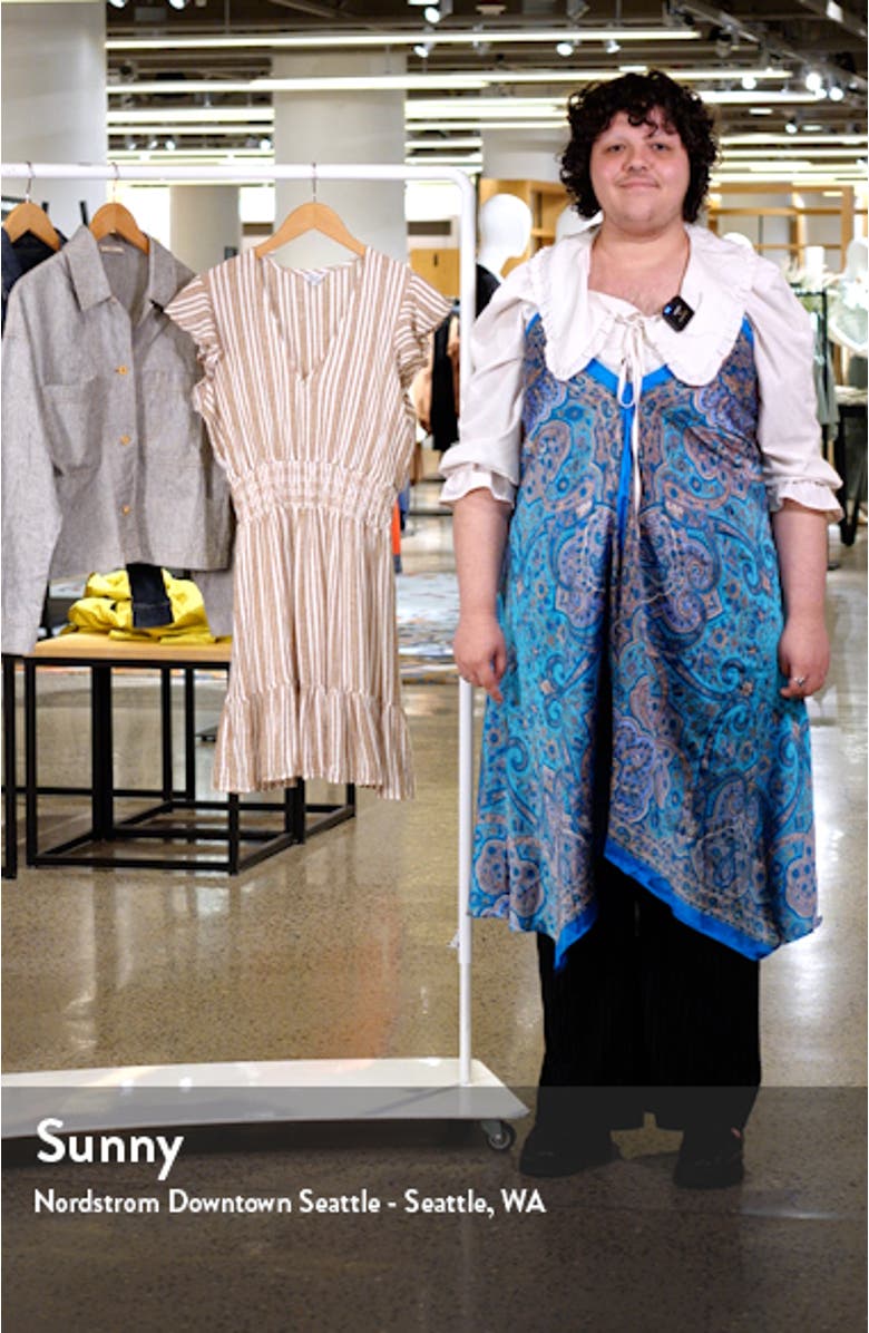 Tara Stripe Ruffle Sleeve Linen Blend Dress, sales video thumbnail